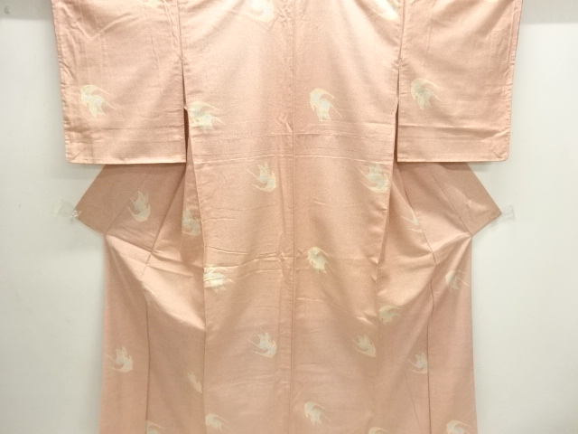 JAPANESE KIMONO / CRANE PATTERN WOVEN TSUMUGI KIMONO